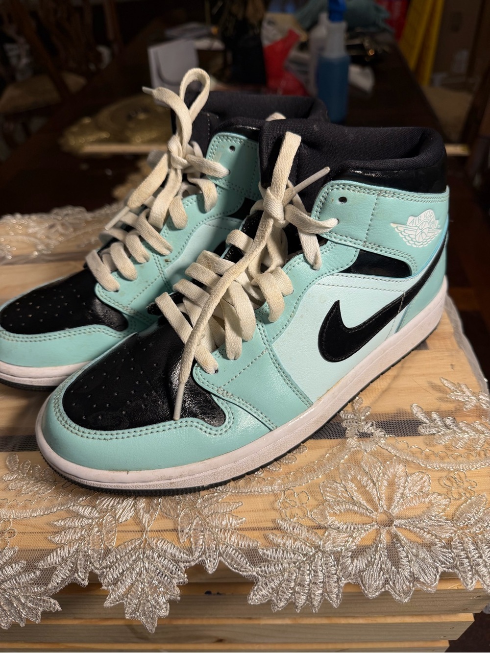 Nike Kids High-Top Sneakers in Mint and Black